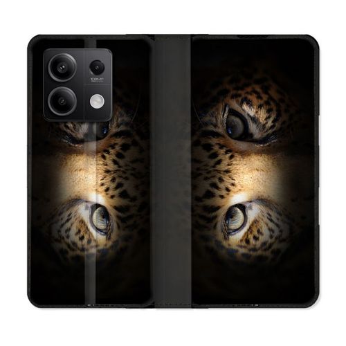 Housse Cuir Portefeuille Pour Xiaomi Redmi Note 13 Pro 5g Animal Leopard Yeux