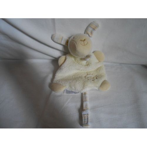 Doudou Mouton Agneau Baby Club C&a Blanc Creme Ecru Beige Attache Tétine Sucette Soleil Raye Bleu Jaune Dore Echarpe