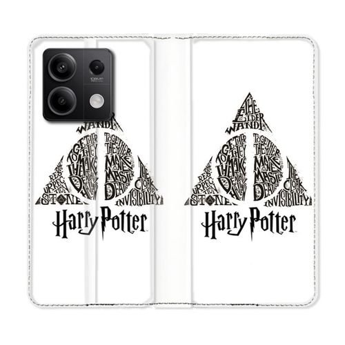 Housse Cuir Portefeuille Pour Xiaomi Redmi Note 13 Pro 5g Harry Potter Hollows Triangle Blanc