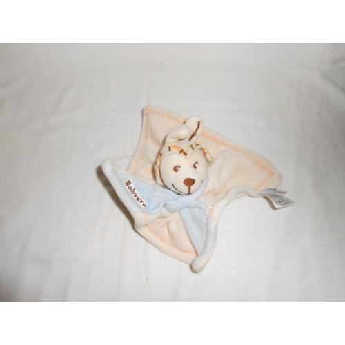 Doudou Babygro Lapin Plat Inca Bonnet Carre Blanc Foulard Bleu Orange Vert Bleu Echarpe Norprotex