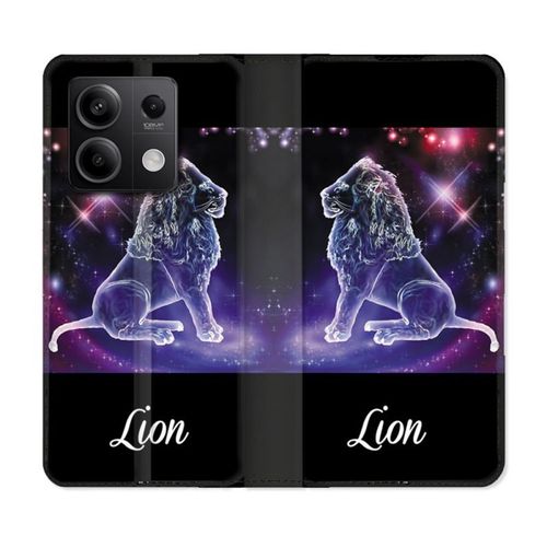 Housse Cuir Portefeuille Pour Xiaomi Redmi Note 13 Pro 5g Signe Zodiaque 2 Lion