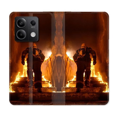 Housse Cuir Portefeuille Pour Xiaomi Redmi Note 13 Pro 5g Pompier Escalier