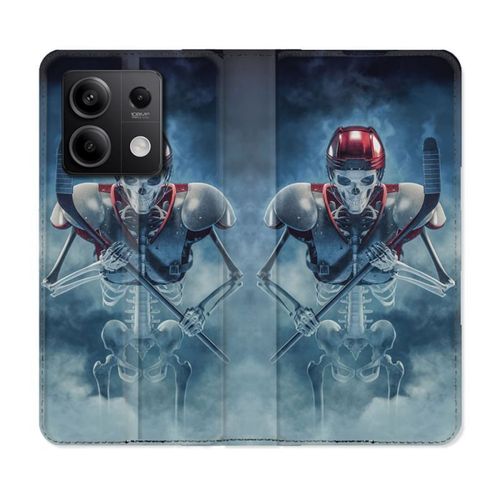 Housse Cuir Portefeuille Pour Xiaomi Redmi Note 13 Pro 5g Sport Hockey Squelette