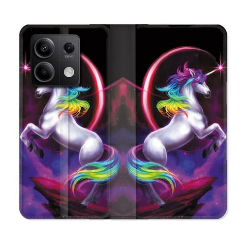 Housse Cuir Portefeuille Pour Xiaomi Redmi Note 13 Pro 5g Fantastique Licorne Arc En Ciel