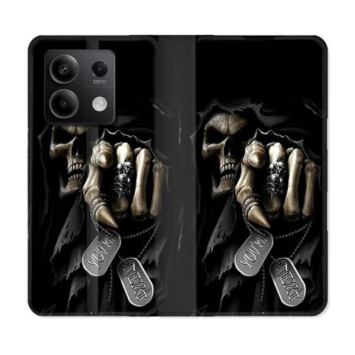 Housse Cuir Portefeuille Pour Xiaomi Redmi Note 13 Pro 5g Tete De Mort Your Next