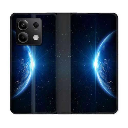 Housse Cuir Portefeuille Pour Xiaomi Redmi Note 13 Pro 5g Univers Planete Terre
