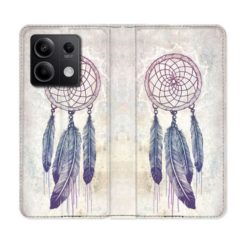 Housse Cuir Portefeuille Pour Xiaomi Redmi Note 13 Pro 5g Zen Attrape Reve Blanc