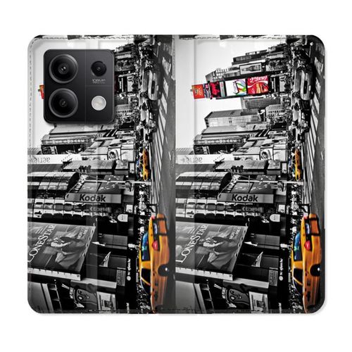 Housse Cuir Portefeuille Pour Xiaomi Redmi Note 13 Pro 5g Voyage Amerique Usa New York Taxi