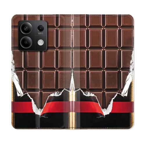 Housse Cuir Portefeuille Pour Xiaomi Redmi Note 13 Pro 5g Texture Trompe Oeil Chocolat