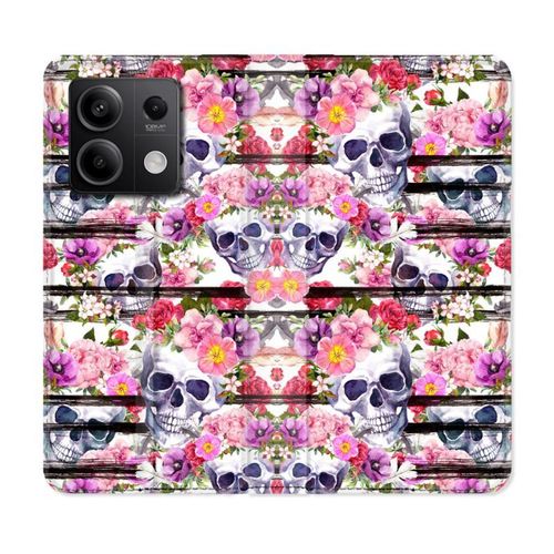 Housse Cuir Portefeuille Pour Xiaomi Redmi Note 13 Pro 5g Tete De Mort Pattern