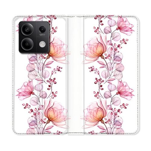 Housse Cuir Portefeuille Pour Xiaomi Redmi Note 13 Pro 5g Fleur Eclosion