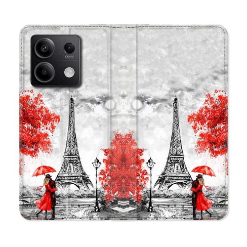 Housse Cuir Portefeuille Pour Xiaomi Redmi Note 13 Pro 5g Voyage France Paris Rouge