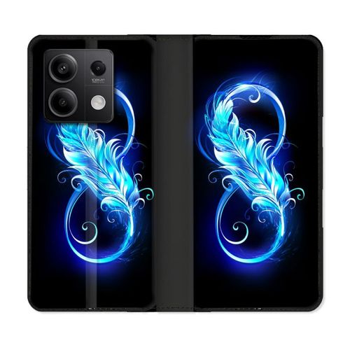 Housse Cuir Portefeuille Pour Xiaomi Redmi Note 13 Pro 5g Texture Plume Infini Bleu
