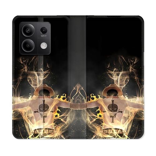 Housse Cuir Portefeuille Pour Xiaomi Redmi Note 13 Pro 5g Manga One Piece Ace Noir