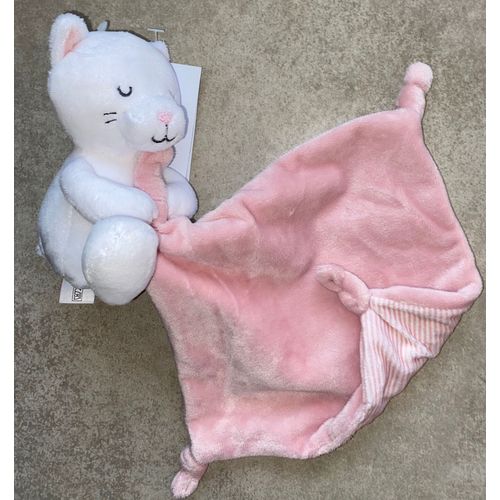 Doudou Chat Blanc Rose Mouchoir Nicotoy Simba Toys Benelux Carré Doudou Rose Et Rayures Jouet Peluche Bébé Naissance Rayé Rose Blanc