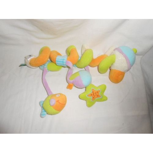 Doudou Spirale Canard Etoile Poisson Bateau Orange Vert Bleu Rose Grelot Poussette Parc Landau Jeu Activite Eveil Babysun Baby Sun