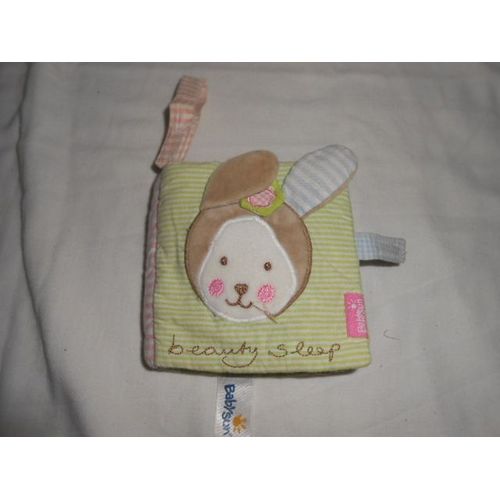 Doudou Livre Lapin Beauty Sleep Baby Sun Babysun Vert Bleu Rose Raye Fleur Vichy Etoile Ours Panda Lune Soleil Coeur Attache Scratch