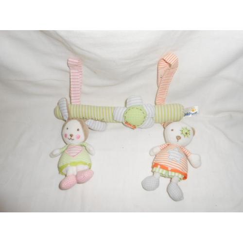 Barre Activite Beauty Sleep Baby Sun Babysun Fleur Soleil Lapin Ours Panda Grelot Raye Bleu Vert Rose Oronge Poussette Landau Parc A Suspendre Attache Scratch