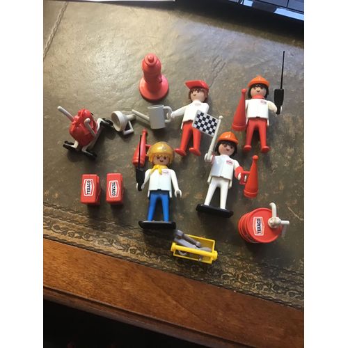 Lot Playmobil Geobra Vintage 1974 4 Mécano Texaco Avec Leur Équipements
