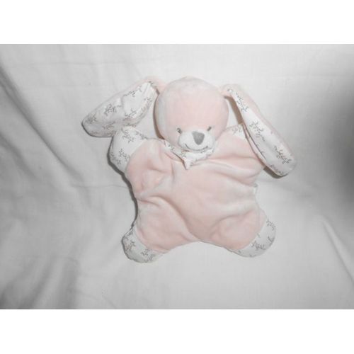 Doudou Lapin Bout Chou Semi Plat Peluche Naissance Bandana A Fleurs Boutchou Monoprix Coussin Bout'chou