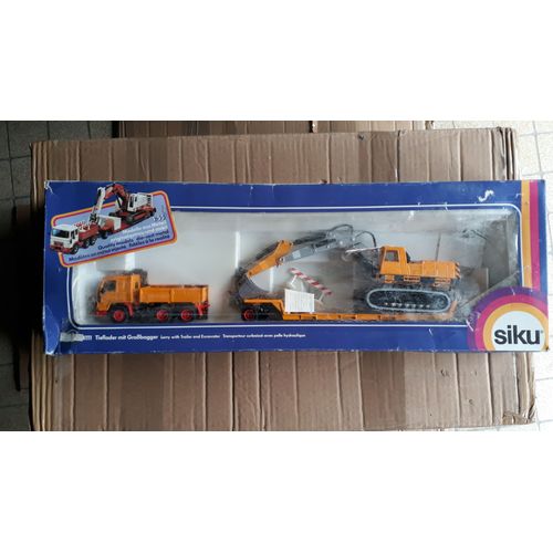 Siku 4111 - Volvo Fl10 + Menck M500h Transport Surbaisé Pelle Hyraulique 1:55-Siku