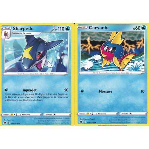 2 Cartes Pokemon - Sharpedo - 12/73 + Carvanha - 11/73/ - Épée Et Bouclier 3,5 - La Voie Du Maitre