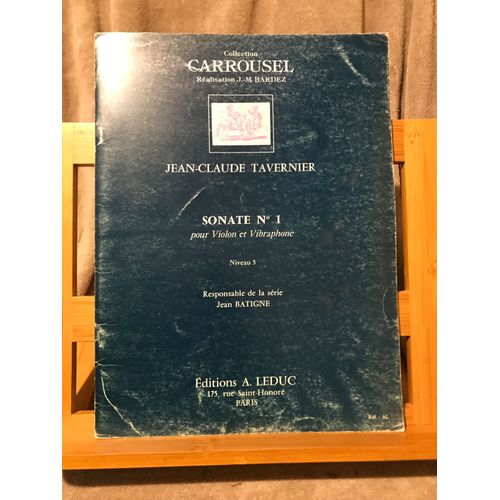 Jean-Claude Tavernier Sonate N°1 Pour Violon Et Vibraphone Partition Éd. Leduc