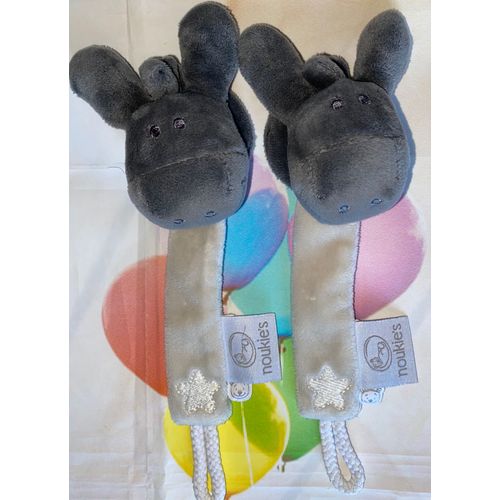 Pince Noukie's Porte Tetine Attaches Sucettes Noukies Doudou Ane Paco Lot De Deux Anes Mix And Match Noukies