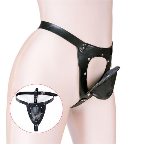 Lingerie Sexy Bsie M Pour Hommes, Culotte De Chasteté En Cuir Sfp Avec Pénis, Sangle De Coq Et De Balle, Poignées Amovibles, Équipement De Bondage Scrotum