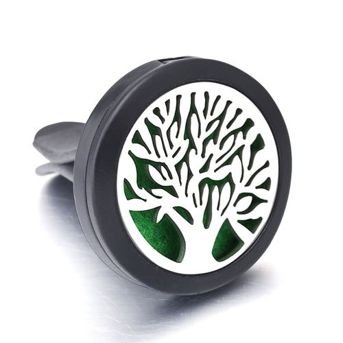 Clip Désodorisant De Voiture Noir En Acier Inoxydable, Médaillon D'aromathérapie, Diffuseur D'huile Essentielle, Pendentif De Parfum, Arbre De Vie, Nouvelle Collection
