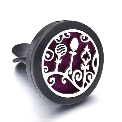 Clip Désodorisant De Voiture Noir En Acier Inoxydable, Médaillon D'aromathérapie, Diffuseur D'huile Essentielle, Pendentif De Parfum, Arbre De Vie, Nouvelle Collection