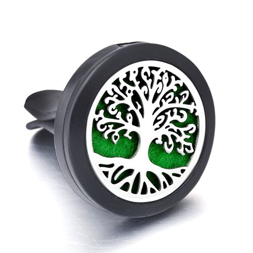 Clip Désodorisant De Voiture Noir En Acier Inoxydable, Médaillon D'aromathérapie, Diffuseur D'huile Essentielle, Pendentif De Parfum, Arbre De Vie, Nouvelle Collection