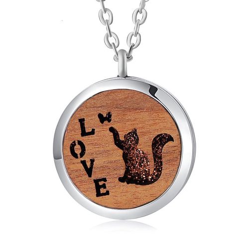Collier D'aromathérapie Pigeon De La Paix En Bois Vintage, Diffuseur D'huiles Essentielles, Médaillon De Parfum Animal De Théâtre, Bijoux Pendentif Simples, Mode