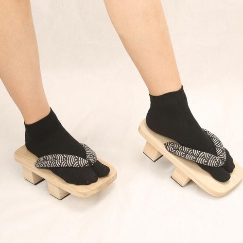 Envoie De France Unisexe Mixte Paire Unisexe Tabi Chaussettes Flip Flop Geta Chaussettes En Coton Sandales Geta Tabi Split Toe Élastique Pour Les Femmes Et Les Hommes Noir Blanc