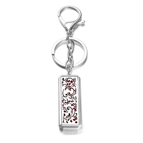Diffuseur D'huiles Essentielles Rectangulaire, Bijoux D'aromathérapie, Porte-Clés En Acier Inoxydable, Médaillons De Parfum Rose, Accessoires Porte-Clés, Nouveau