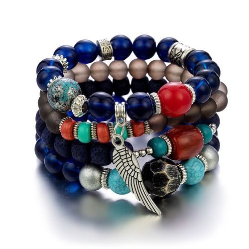 Bracelet Perlé Manuel Multicouche De Style Ethnique Bohème, Accessoires, Plume D'éléphant, Petit Pendentif, Gland Élastique, Nouveau