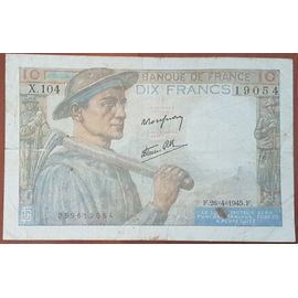 Billet 10 Francs Mineur 26 - 4 - 1945 France X.104