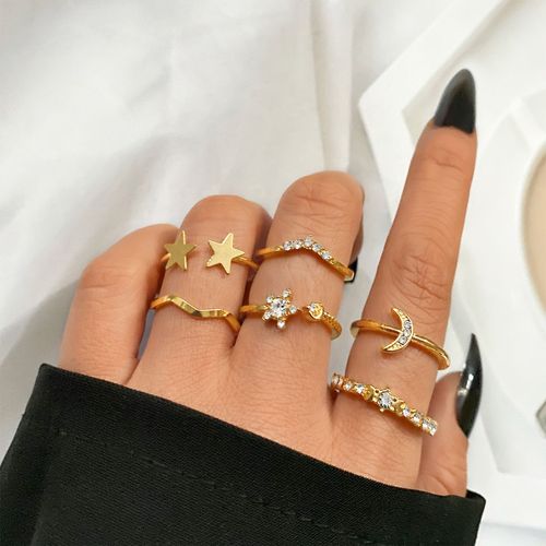 Ensembles D'anneaux D'li-Vintage Pour Femmes, Boho Zcomprend Sur Papillon Perle Géométrique, Matiques De Figure Féminine, Cristal Bleu, Cadeau De Bijoux, 2023