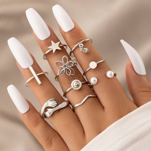 Ensembles D'anneaux D'li-Vintage Pour Femmes, Boho Zcomprend Sur Papillon Perle Géométrique, Matiques De Figure Féminine, Cristal Bleu, Cadeau De Bijoux, 2023