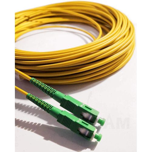 Elfcam 3M Câble à Fibre Optique SC/APC á SC/APC Monomode Simplex, Compatible avec Orange Livebox, SFR La Box Fibre et Bouygues Telecom Bbox, Jaune 3M