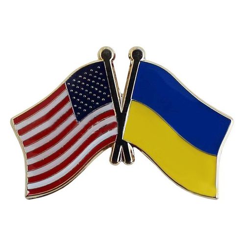 Broche Double Drapeau Pour Femmes Et Hommes, Broche Jaune Et Bleue Pour Sacs À Dos, Chapeau, Sac, Vêtements, Badge Patriotique, Décoration