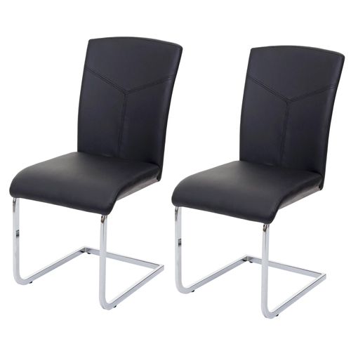 Chaise De Salle À Manger Hwc-F36, Chaise Cantilever, Chaise De Cuisine/Conférence   Similicuir, Noir
