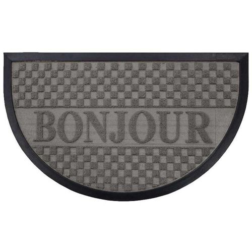 Paris Prix - Tapis D'entrée Demi-Lune "Bonjour" 45x75 Cm Gris