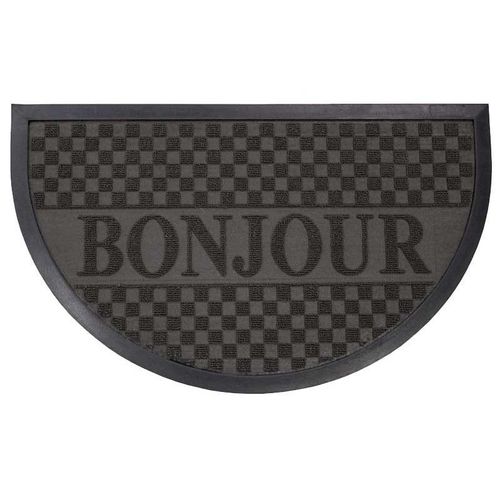 Paris Prix - Tapis D'entrée Demi-Lune "Bonjour" 45x75 Cm Noir