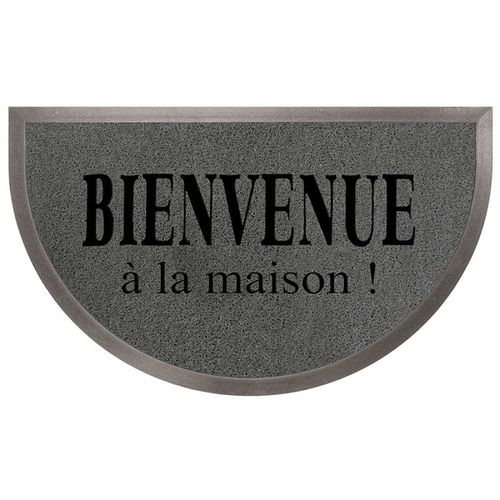 Paris Prix - Tapis D'entrée Demi-Lune "Maison" 45x75cm Gris & Noir