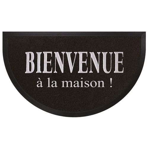 Paris Prix - Tapis D'entrée Demi-Lune "Maison" 45x75cm Noir & Gris