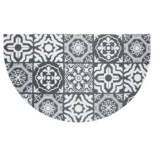 Paris Prix - Tapis D'entrée Demi-Lune "Lisbonne" 45x75cm Gris
