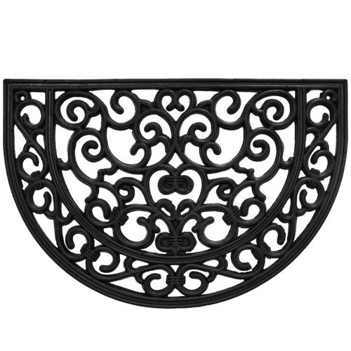 Paris Prix - Tapis D'entrée Demi-Lune Baroque "Odelin" 40x60cm Noir