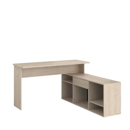 Bureau Modulable A Volonté Contemporain - Décor Chene Et Noir - L 137 / 238 Cm - Works
