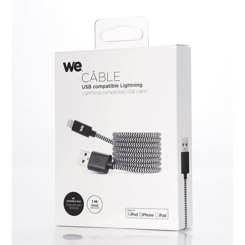 Câble USB/Lightning nylon tressé 1m - WEUSBCLIGHTNY100N